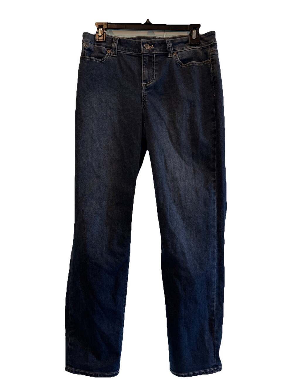 Talbots Womens Stretch Blue Jeans Slim Straight Mid Rise Med Wash Size 4
